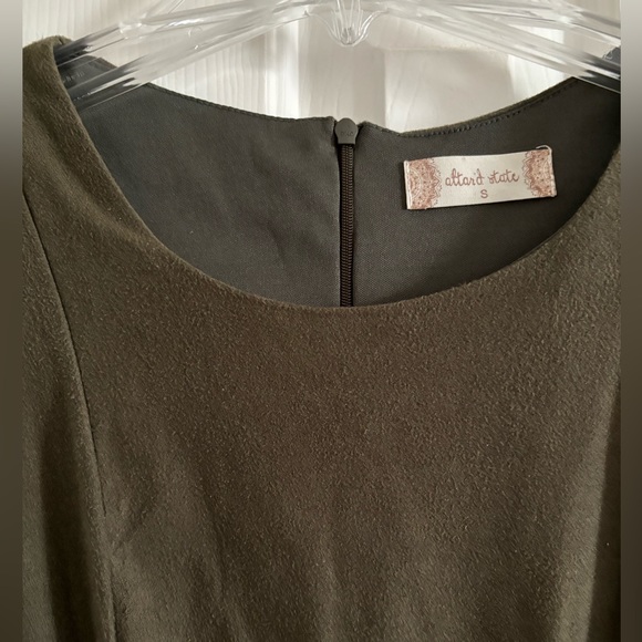 Olive Green Sleeveless Dress with Zipper Back - Picture 2 of 3